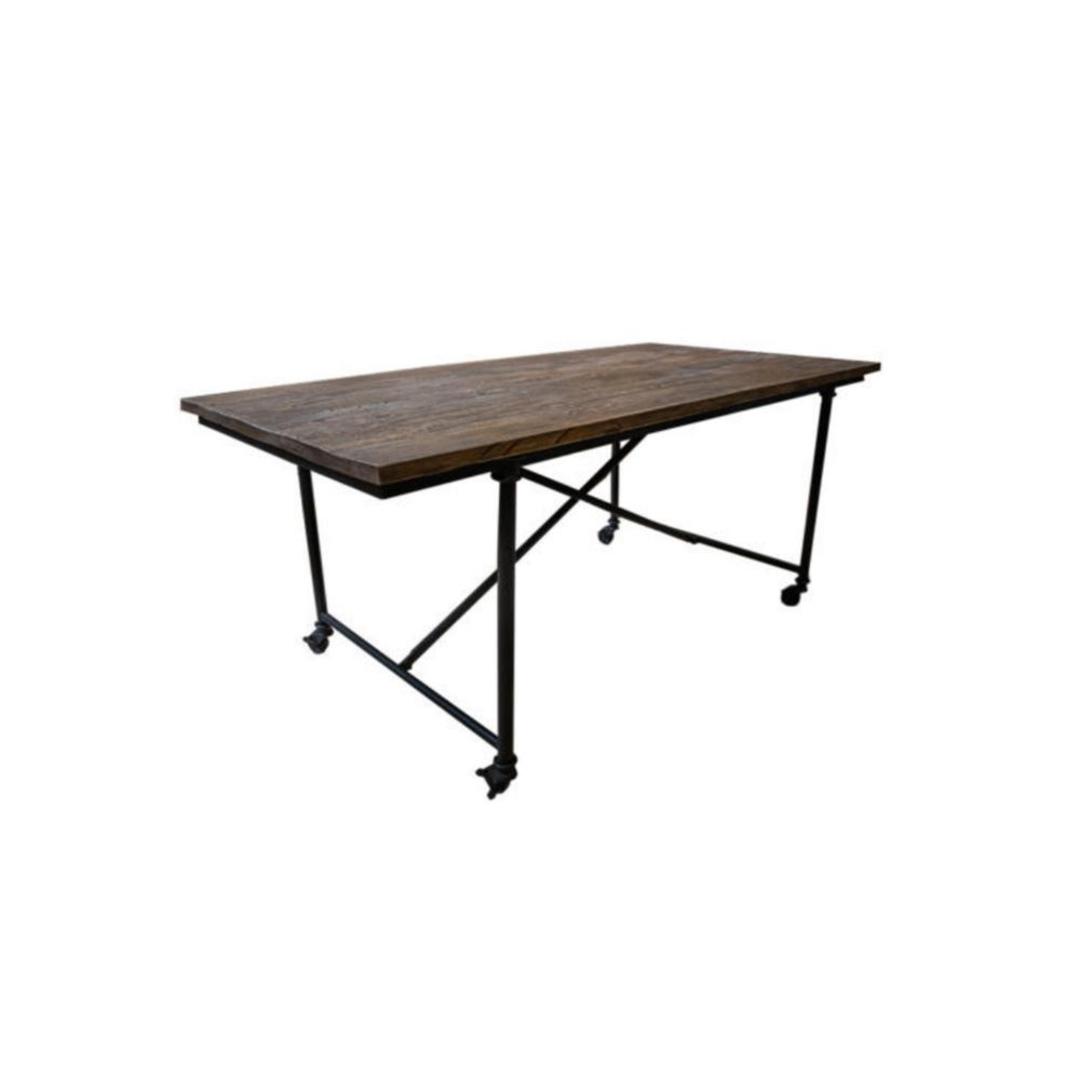 Industrial Dining Table Old Elm and Iron 1.8m image 0